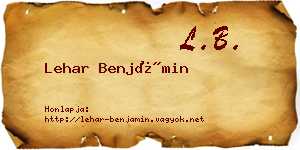 Lehar Benjámin névjegykártya
