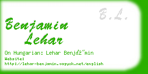 benjamin lehar business card